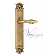 Ручка дверная на планке проходная Venezia Casanova PL97 французское золото + коричневый