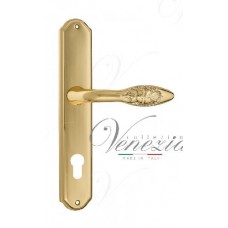 Ручка дверная на планке под цилиндр Venezia Casanova CYL PL02 полированная латунь