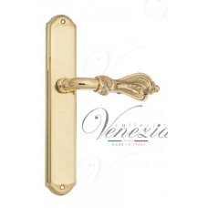 Ручка дверная на планке проходная Venezia Florence PL02 полированная латунь