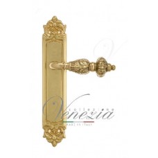 Ручка дверная на планке проходная Venezia Lucrecia PL96 полированная латунь