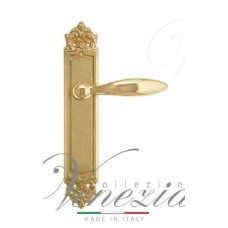 Ручка дверная на планке с фиксатором Venezia Maggiore WC-2 PL96 полированная латунь