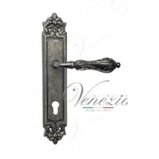 Ручка дверная на планке под цилиндр Venezia Monte Cristo CYL PL96 античное серебро