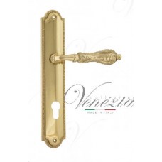 Ручка дверная на планке под цилиндр Venezia Monte Cristo CYL PL98 полированная латунь