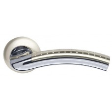 Ручка дверная на круглой розетке Armadillo Libra Ld26-1Sn/Cp-3 Никель матовый/Хром  (Кв. 8Х140)