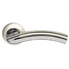 Ручка дверная на круглой розетке Armadillo Libra Ld27-1Sn/Cp-3 Никель матовый/Хром (Кв. 8Х140)