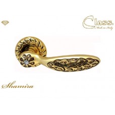 Ручка дверная на круглой розетке Class 1065 Shamira Rose 60 Mm Золото 24K+ Коричневый + Сваровский
