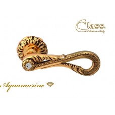 Ручка дверная на круглой розетке Class 1125 Aquamarine Rose 60 Mm Золото 24K + Коричневый + Сваровски
