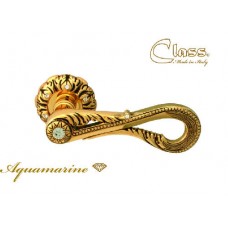 Ручка дверная на круглой розетке Class 1125 Aquamarine Rose 60 Mm Золото 24K + Коричневый + Сваровски + 6S