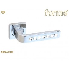 Ручка дверная на квадратной розетке Forme Monza "Cube" Gr190  Хром Полированный + Сваровский