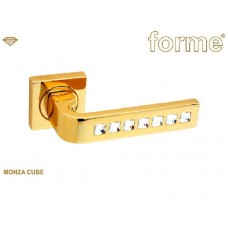 Ручка дверная на квадратной розетке Forme Monza "Cube" Gr190 Золото 24К + Сваровский