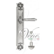 Ручка дверная на планке с фиксатором Venezia Castello WC-2 PL97 натуральное серебро + черный