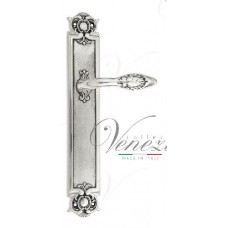 Ручка дверная на планке с фиксатором Venezia Casanova PL97 натуральное серебро + черный