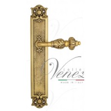 Ручка дверная на планке проходная Venezia Lucrecia PL97 французское золото + коричневый