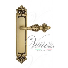 Ручка дверная на планке проходная Venezia Lucrecia PL96 французское золото + коричневый