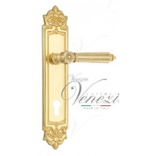 Ручка дверная на планке под цилиндр Venezia Castello CYL PL96 полированная латунь