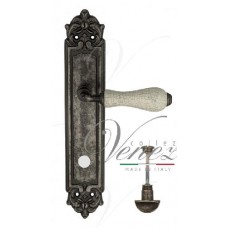 Ручка дверная на планке с фиксатором Venezia Colosseo белая керамика паутинка WC-2 PL96 античное серебро