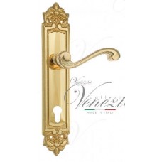 Ручка дверная на планке под цилиндр Venezia Vivaldi CYL PL96 полированная латунь