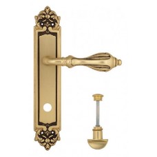 Ручка дверная на планке с фиксатором Venezia Anafesto WC-2 PL96 французское золото + коричневый