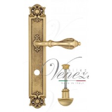 Ручка дверная на планке с фиксатором Venezia Anafesto WC-2 PL97 французское золото + коричневый