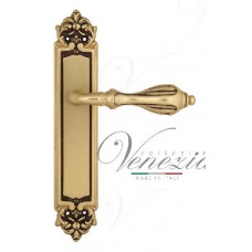 Ручка дверная на планке проходная Venezia Anafesto PL96 французское золото + коричневый