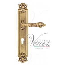 Ручка дверная на планке под цилиндр Venezia Monte Cristo CYL PL97 французское золото + коричневый