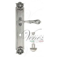 Ручка дверная на планке с фиксатором Venezia Monte Cristo WC-2 PL97 натуральное серебро + черный