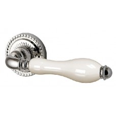 Ручка дверная на круглой розетке Armadillo Silvia Cl 1 Silver-925/Lwp-109 Серебро 925/Беж Фарфор