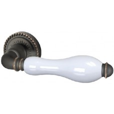 Ручка дверная на круглой розетке Armadillo Silvia Cl 1Abl-18/Wp-109 Темная медь/Белый фарфор