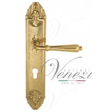 Ручка дверная на планке под цилиндр Venezia Classic CYL PL90 полированная латунь