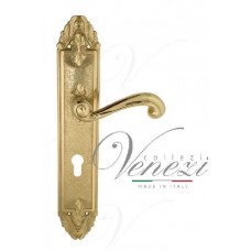 Ручка дверная на планке под цилиндр Venezia Carnevale CYL PL90 полированная латунь