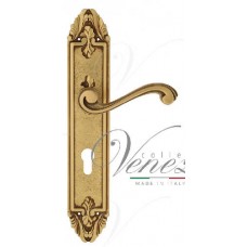 Ручка дверная на планке под цилиндр Venezia Vivaldi CYL PL90 французское золото + коричневый