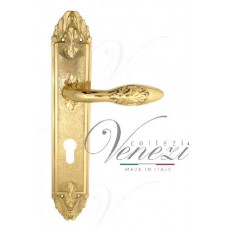 Ручка дверная на планке под цилиндр Venezia Casanova CYL PL90 полированная латунь