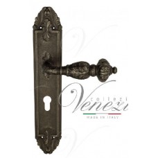 Ручка дверная на планке под цилиндр Venezia Lucrecia CYL PL90 античное серебро