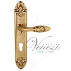 Ручка дверная на планке под цилиндр Venezia Casanova CYL PL90 французское золото + коричневый