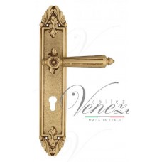 Ручка дверная на планке под цилиндр Venezia Castello CYL PL90 французское золото + коричневый