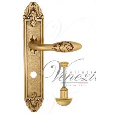 Ручка дверная на планке с фиксатором Venezia Casanova WC-2 PL90 французское золото + коричневый
