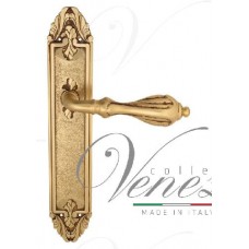 Ручка дверная на планке проходная Venezia Anafesto PL90 французское золото + коричневый