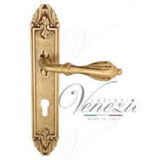 Ручка дверная на планке под цилиндр Venezia Anafesto CYL PL90 французское золото + коричневый