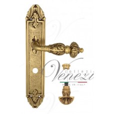 Ручка дверная на планке с фиксатором Venezia Lucrecia WC-4 PL90 французское золото + коричневый