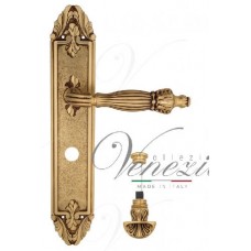 Ручка дверная на планке с фиксатором Venezia Olimpo WC-4 PL90 французское золото + коричневый