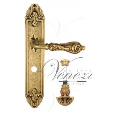 Ручка дверная на планке с фиксатором Venezia Monte Cristo WC-4 PL90 французское золото + коричневый