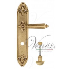 Ручка дверная на планке с фиксатором Venezia Castello WC-2 PL90 французское золото + коричневый