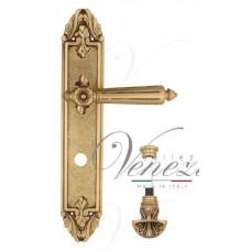 Ручка дверная на планке с фиксатором Venezia Castello WC-4 PL90 французское золото + коричневый