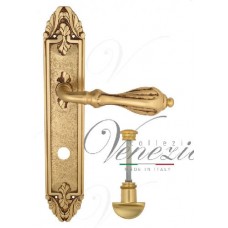 Ручка дверная на планке с фиксатором Venezia Anafesto WC-2 PL90 французское золото + коричневый