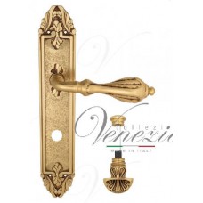 Ручка дверная на планке с фиксатором Venezia Anafesto WC-4 PL90 французское золото + коричневый