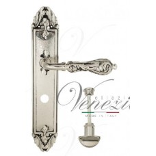 Ручка дверная на планке с фиксатором Venezia Monte Cristo WC-2 PL90 натуральное серебро + черный