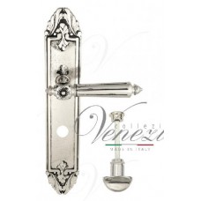 Ручка дверная на планке с фиксатором Venezia Castello WC-2 PL90 натуральное серебро + черный