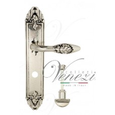 Ручка дверная на планке с фиксатором Venezia Casanova WC-2 PL90 натуральное серебро + черный