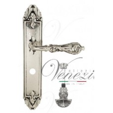 Ручка дверная на планке с фиксатором Venezia Monte Cristo WC-4 PL90 натуральное серебро + черный