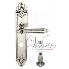 Ручка дверная на планке с фиксатором Venezia Castello WC-4 PL90 натуральное серебро + черный